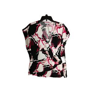 Nine West Womans XXL  Blouse Top Blouse With Side Zipper Red Black White SS